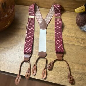 Vintage Dooney & Bourke Maroon & Gold Suspenders with tan leather & brass